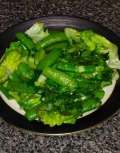 snow peas with lettuce & chives